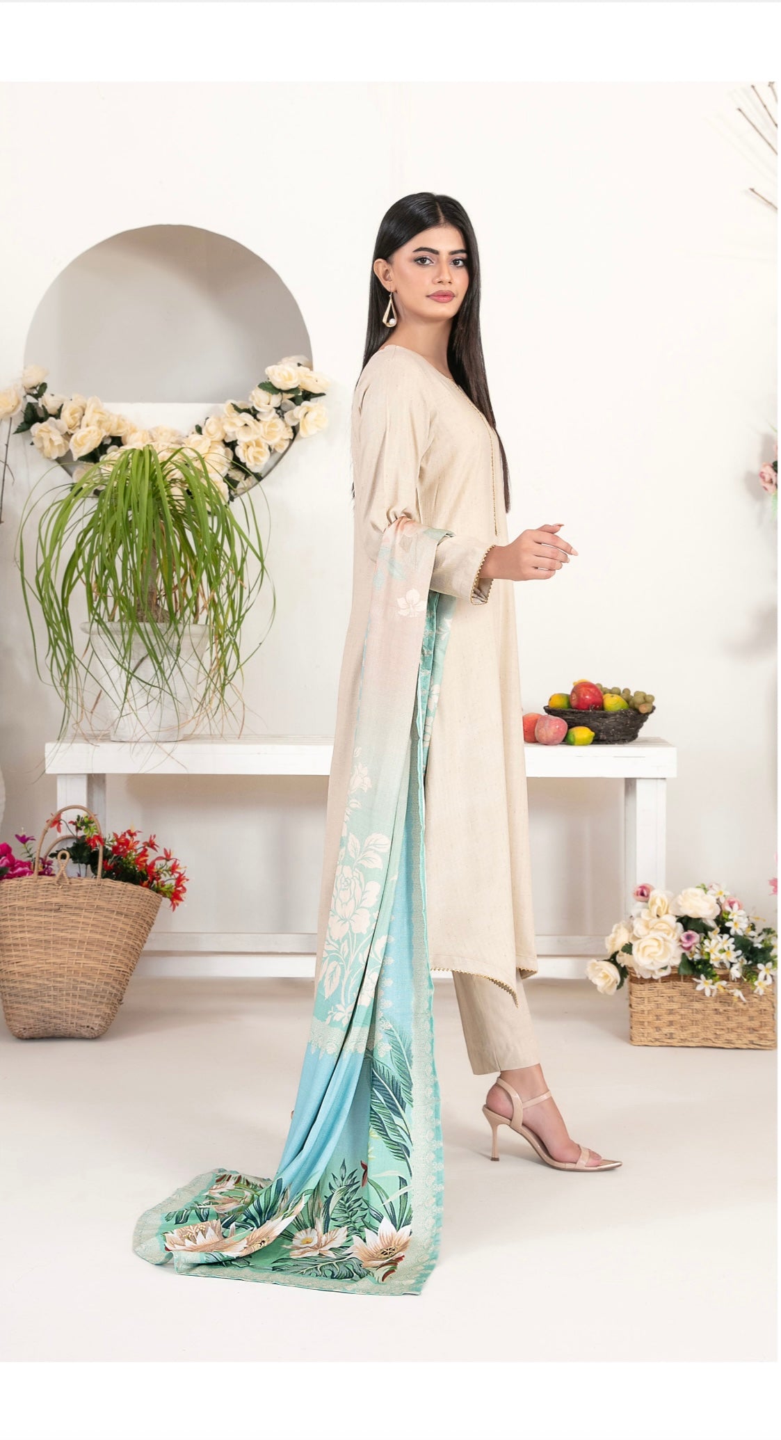 Fancy Leather Peach By Laila-UNSTITCHED