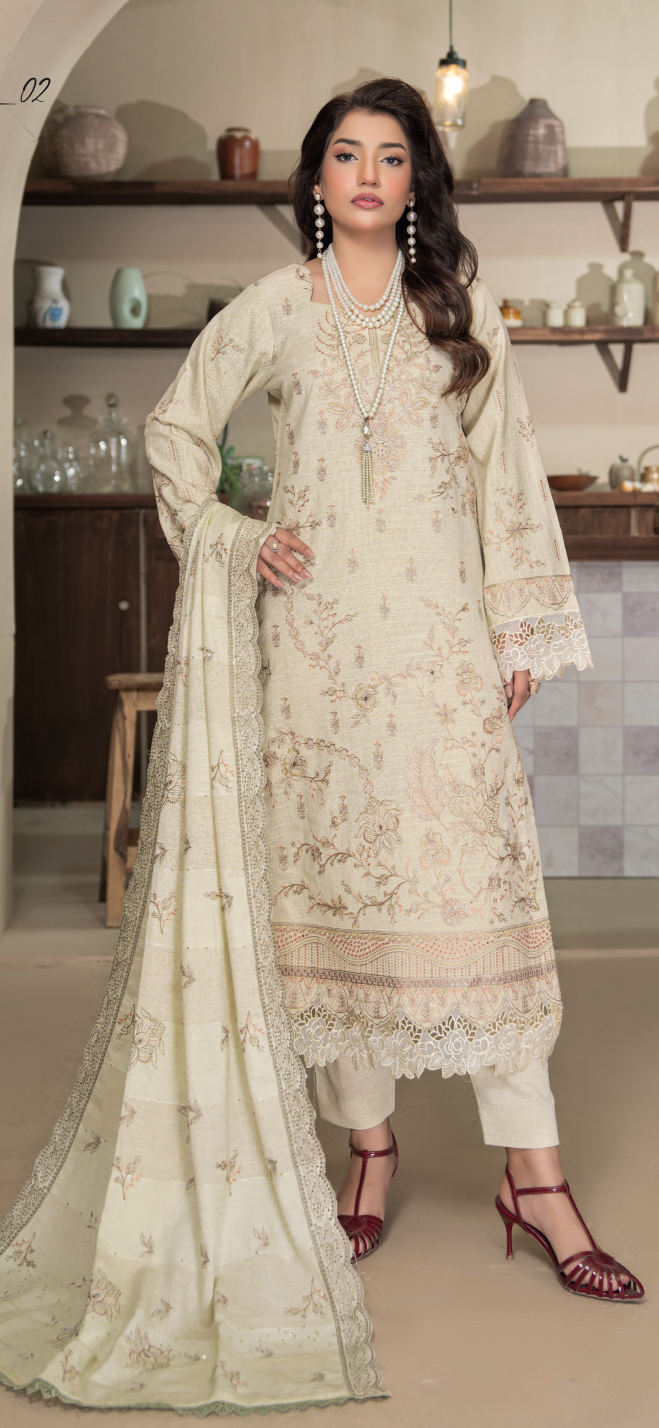 Kainaat Yarn Wool Peach-UNSTITCHED