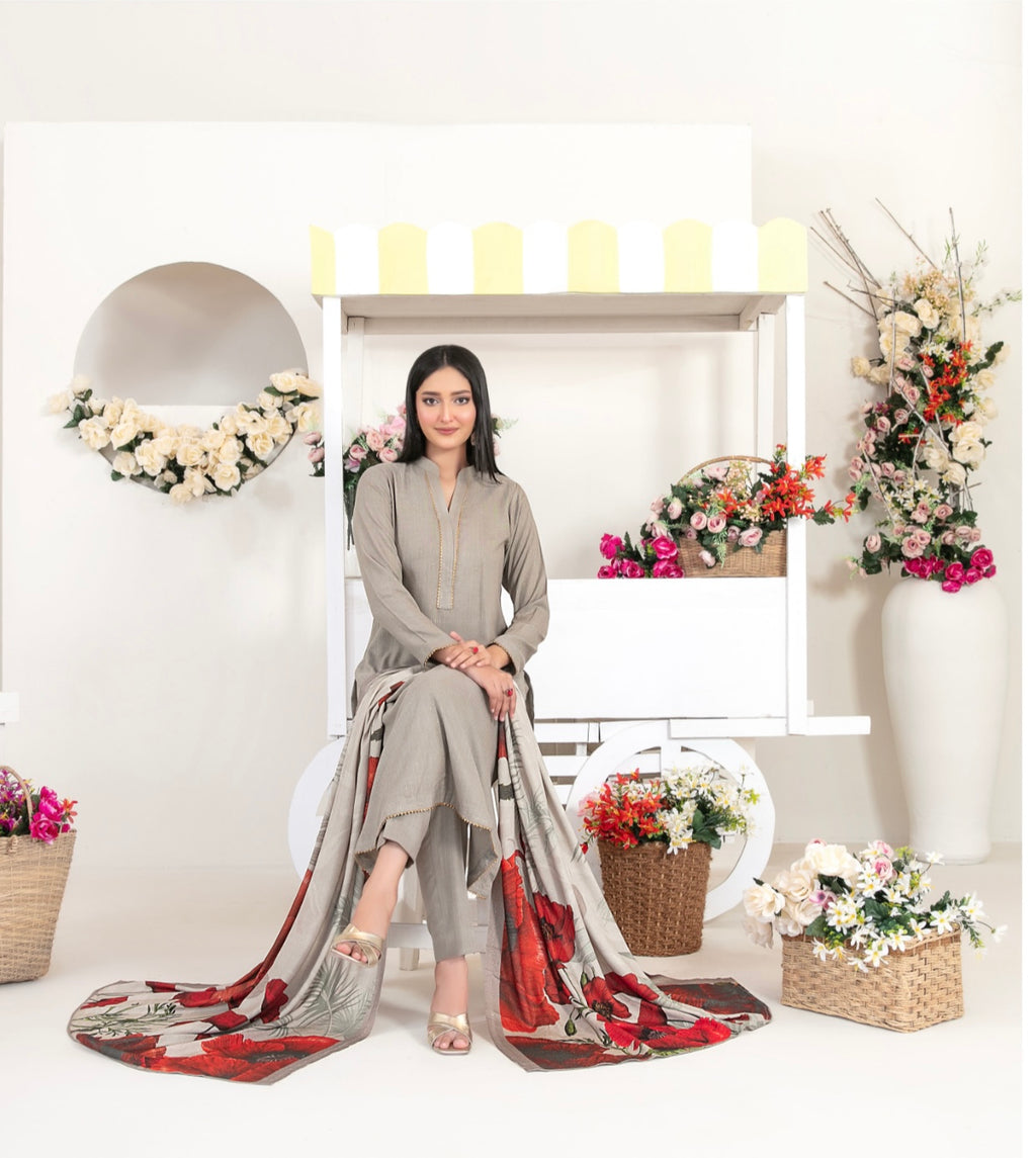 Fancy Leather Peach By Laila-UNSTITCHED