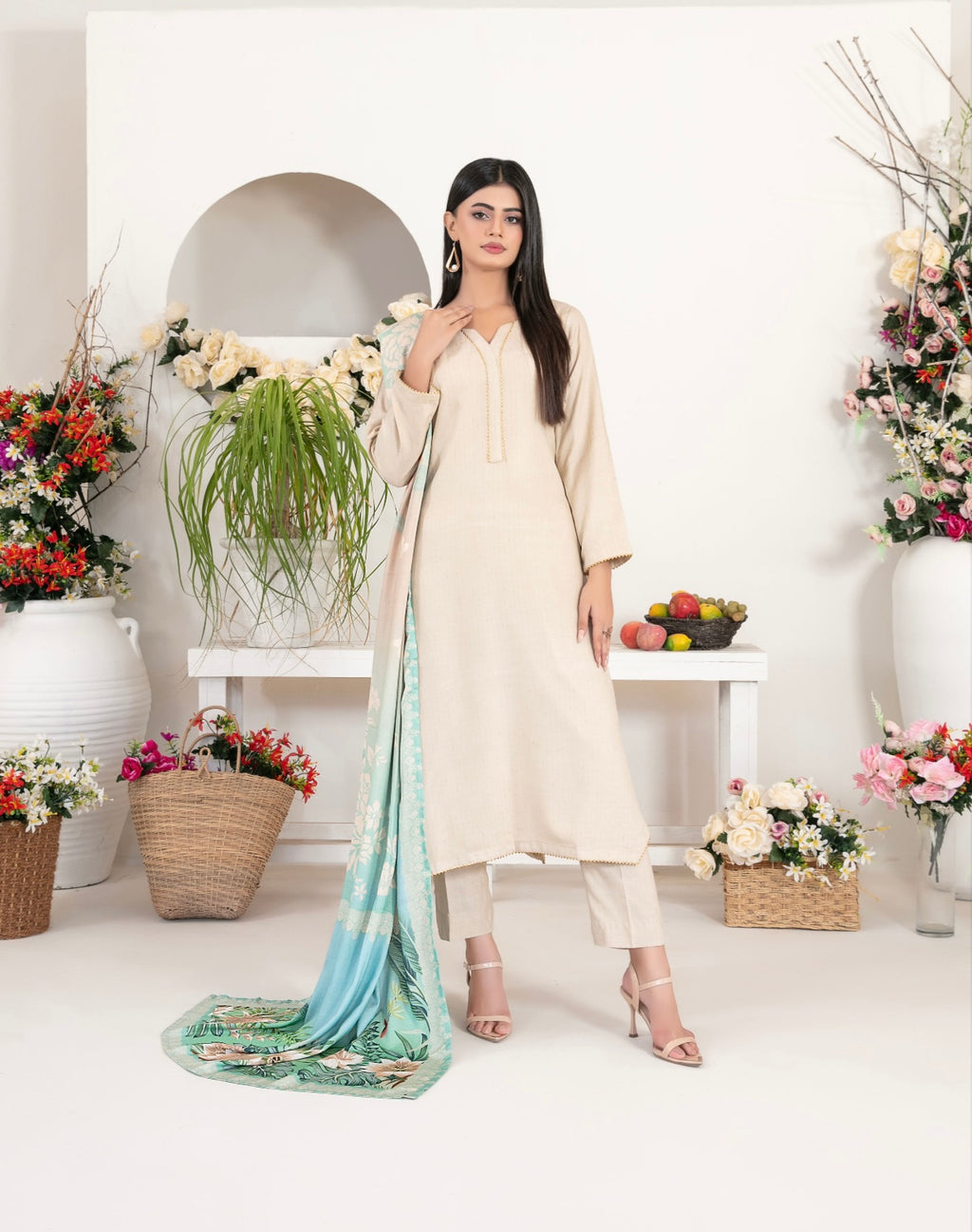 Fancy Leather Peach By Laila-UNSTITCHED