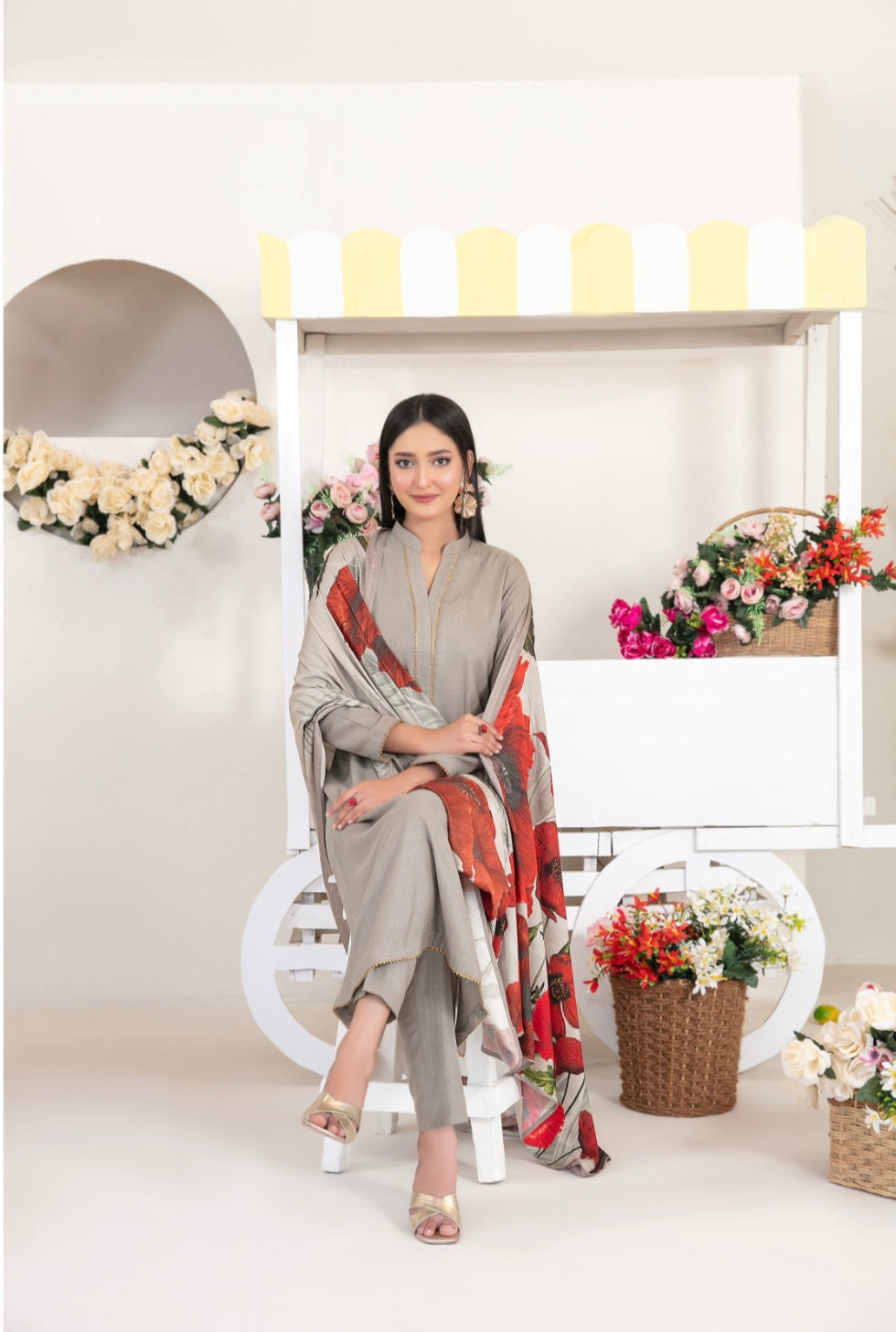 Fancy Leather Peach By Laila-UNSTITCHED