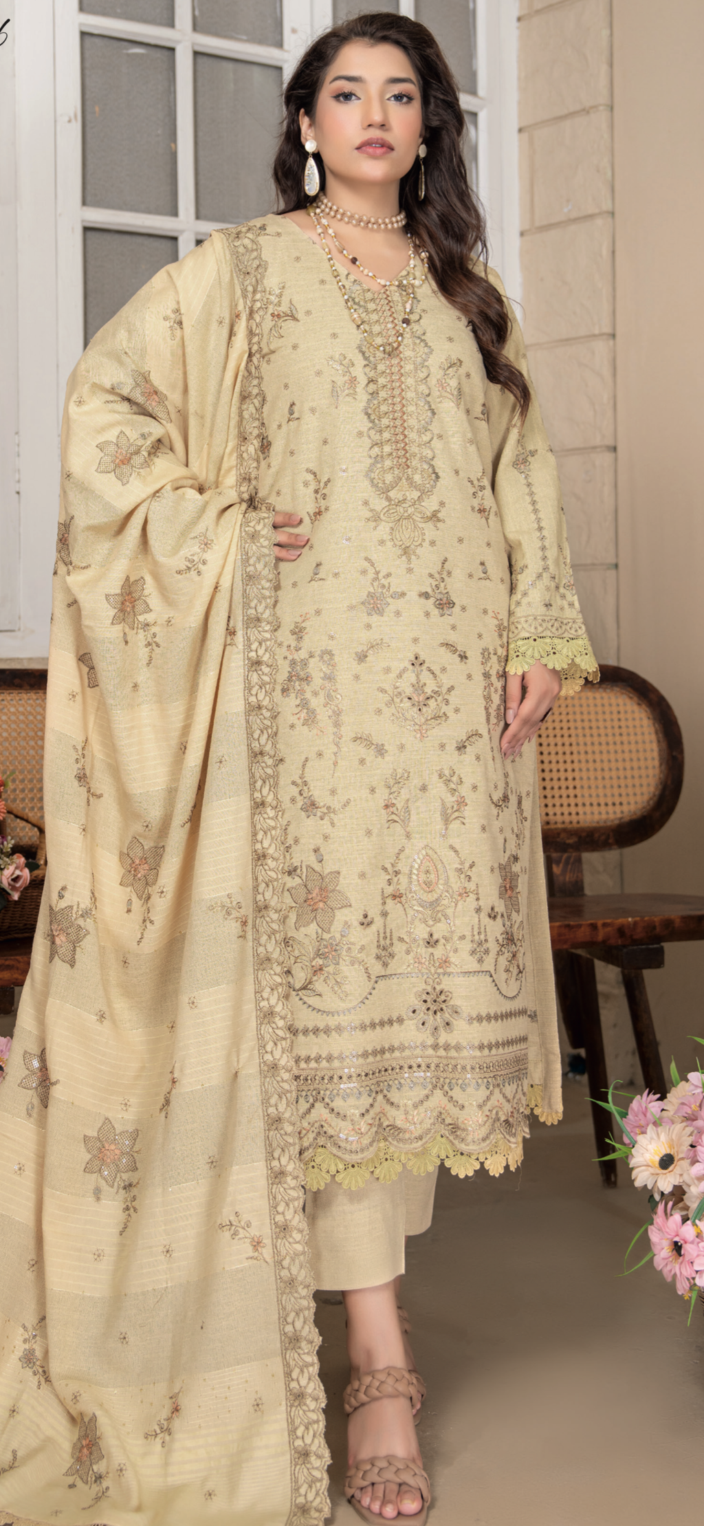 Kainaat Yarn Wool Peach-UNSTITCHED