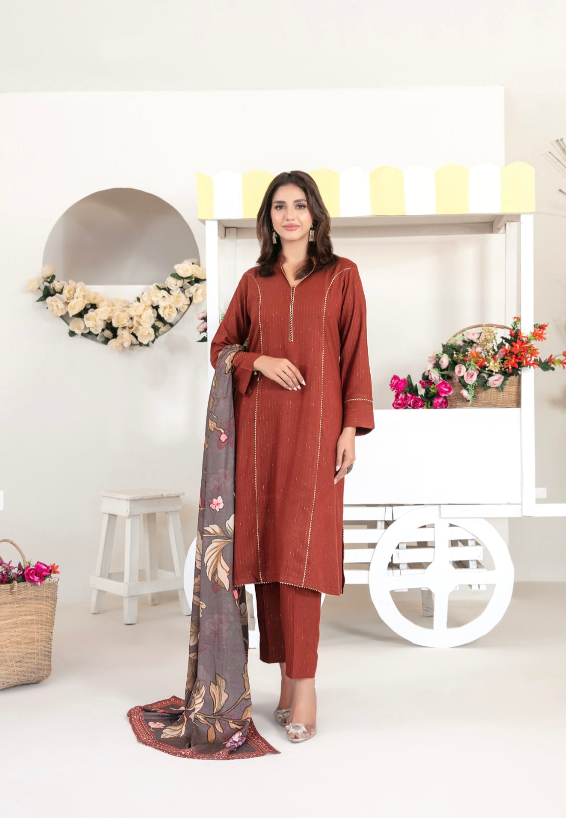 Fancy Leather Peach By Laila-UNSTITCHED