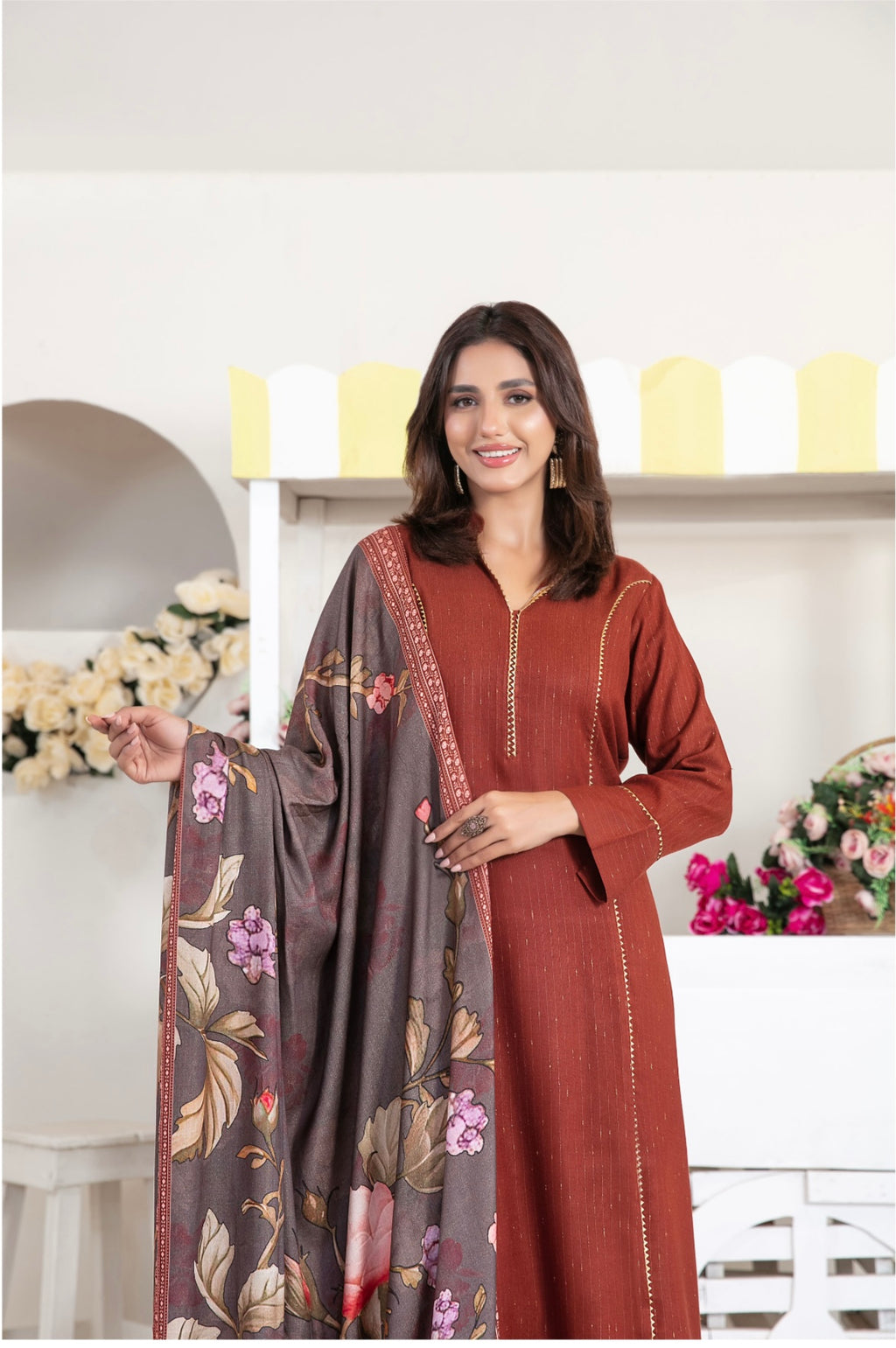 Fancy Leather Peach By Laila-UNSTITCHED