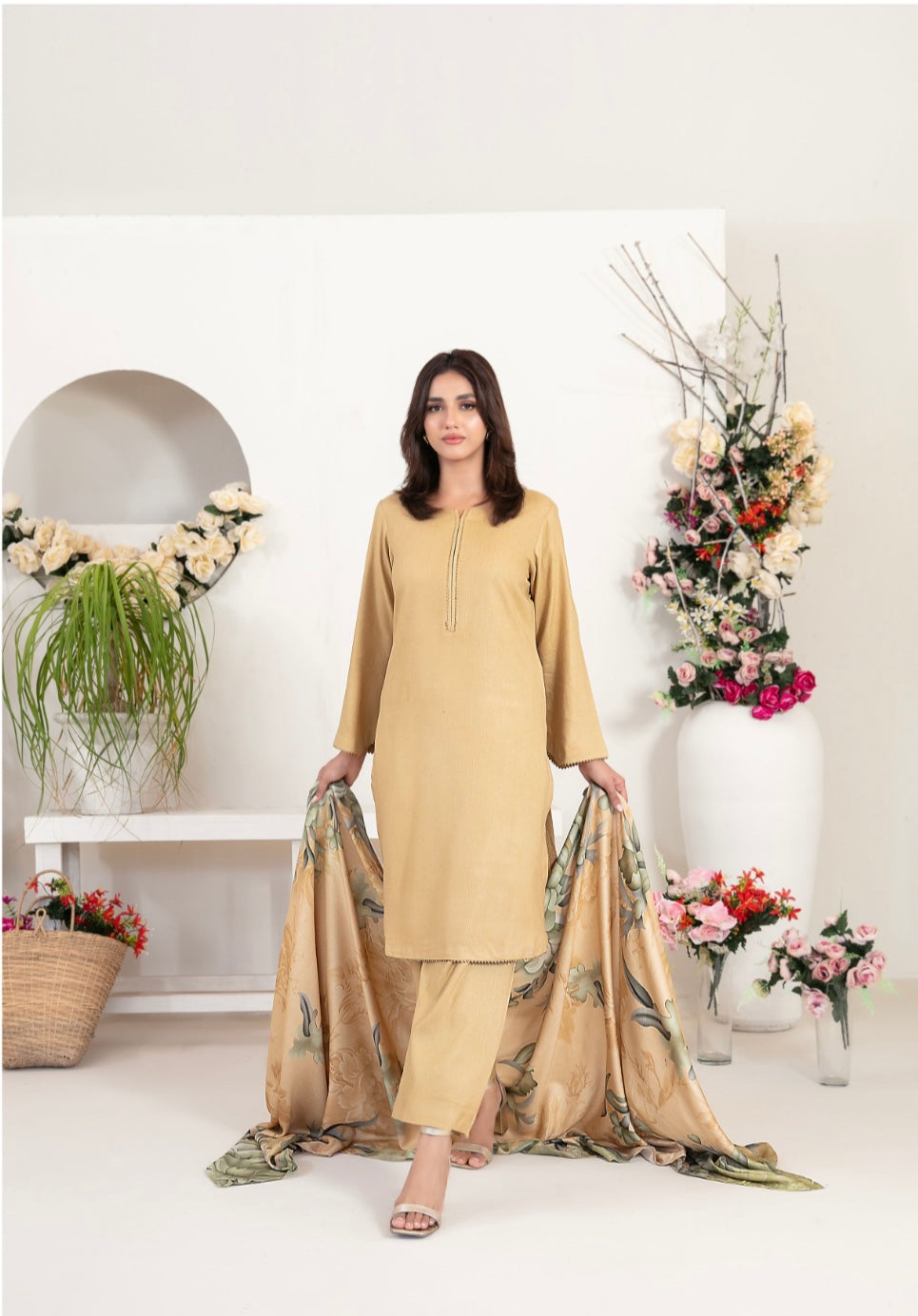 Fancy Leather Peach By Laila-UNSTITCHED