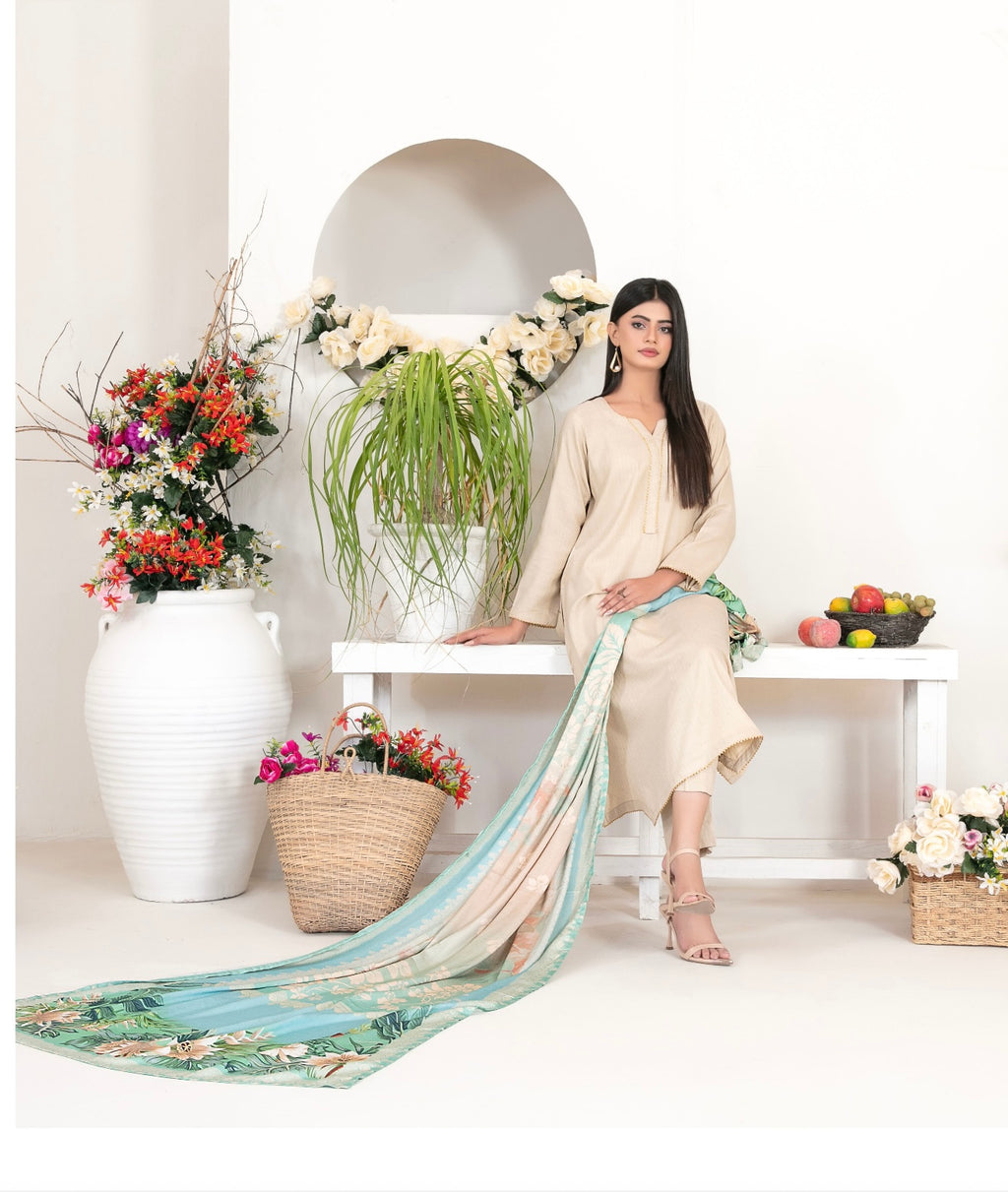 Fancy Leather Peach By Laila-UNSTITCHED